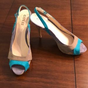 Suede Guess Sling Back Sandals